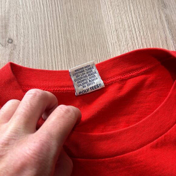 Vintage 90's Poly Tees Hawaiian Islands Yacht Club Red White Tee Shirt Sz Medium - Picture 6 of 7